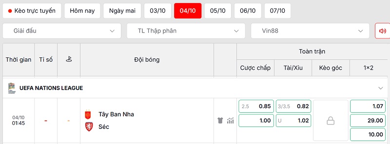 Soi kèo Tây Ban Nha vs Séc qua tỷ lệ